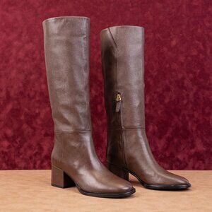 Nordstrom Women Helia Brown Leather Fashion Riding Knee Boots sz 7